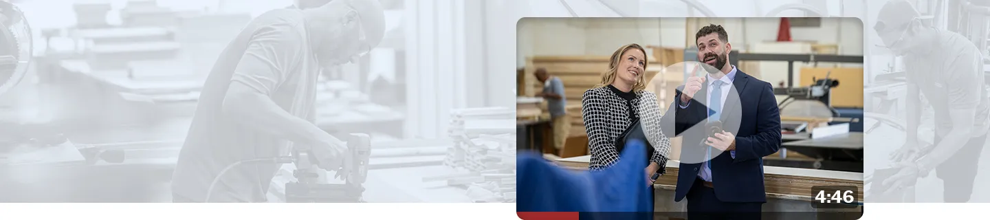 A Federated Marketing Representative discusses the Risk Management Academy with Hollywood Woodworking Client