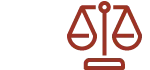 Icon representing legal careers, featuring a red balanced scale symbolizing law, justice, and legal services.