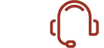 Icon representing customer service careers, featuring a red headset with microphone symbolizing support and communication.