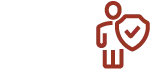 Person icon with a shield and checkmark, representing life insurance and disability coverage benefits for employees.
